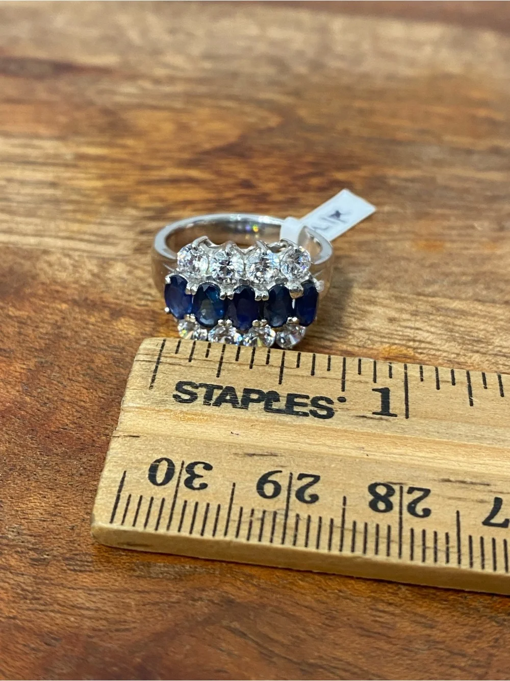 925 Sterling Silver Natural Sapphire And CZ Ring